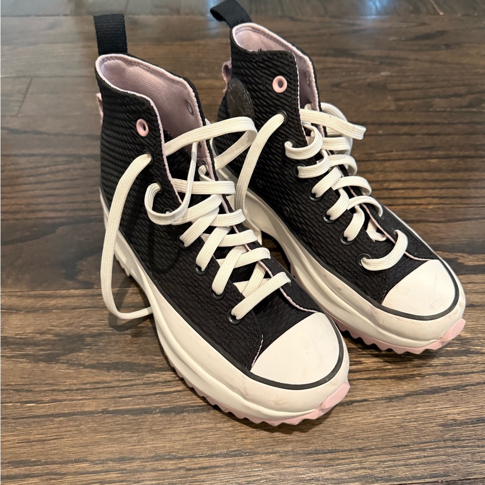 Converse Black and Pink High-Top Sneakers